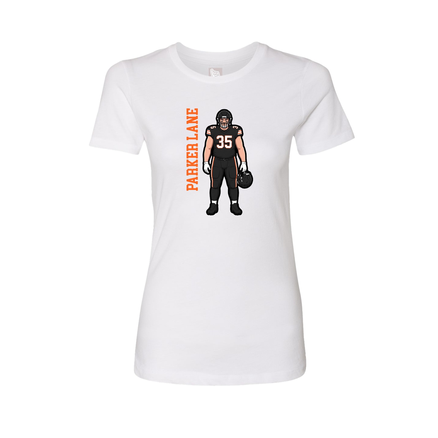 Fitted Women's Tee — Name Vertical in White