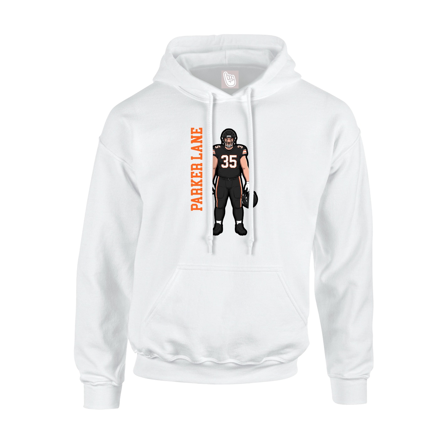 Youth Hoodie — Name Vertical in White