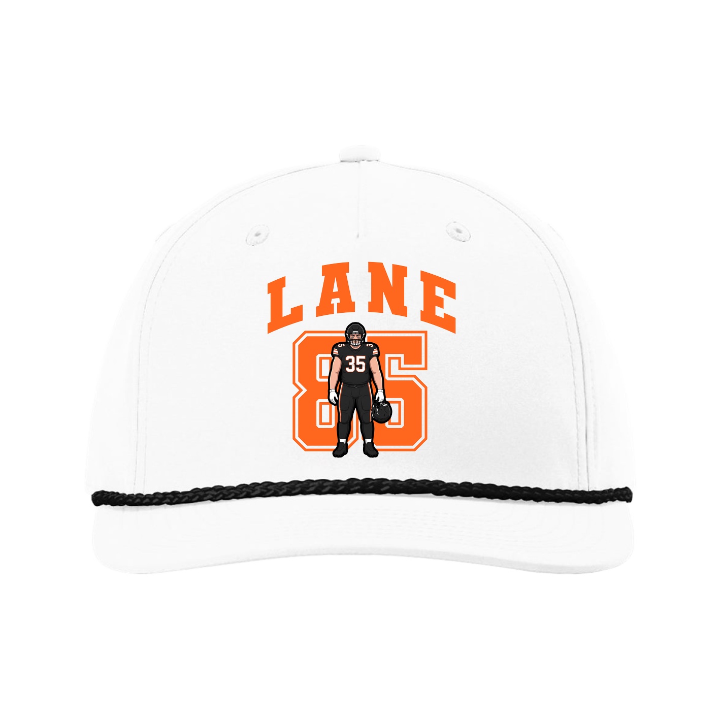 Five-Panel Classic Rope Cap — Number in White