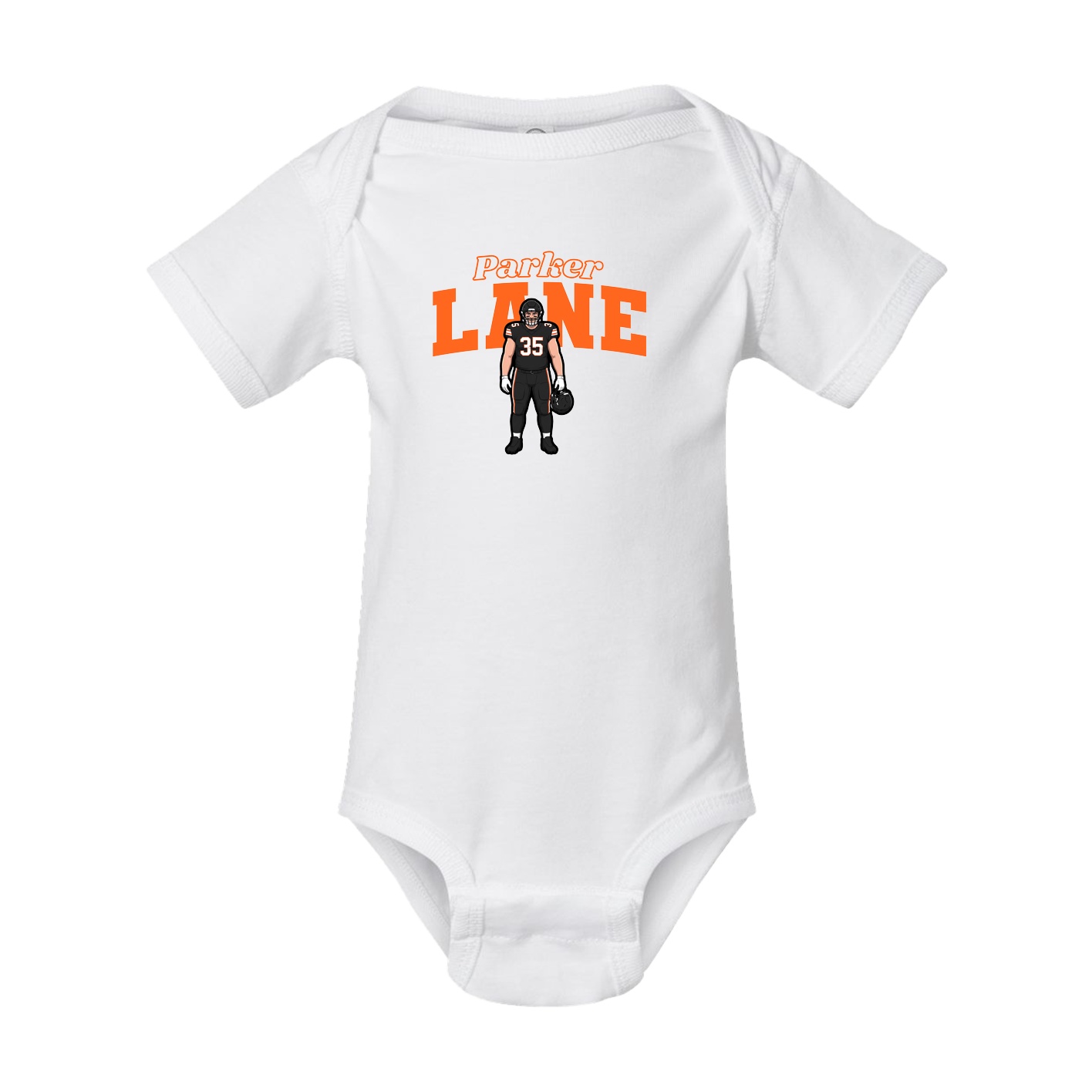 Baby Onesie — Name Arch in White