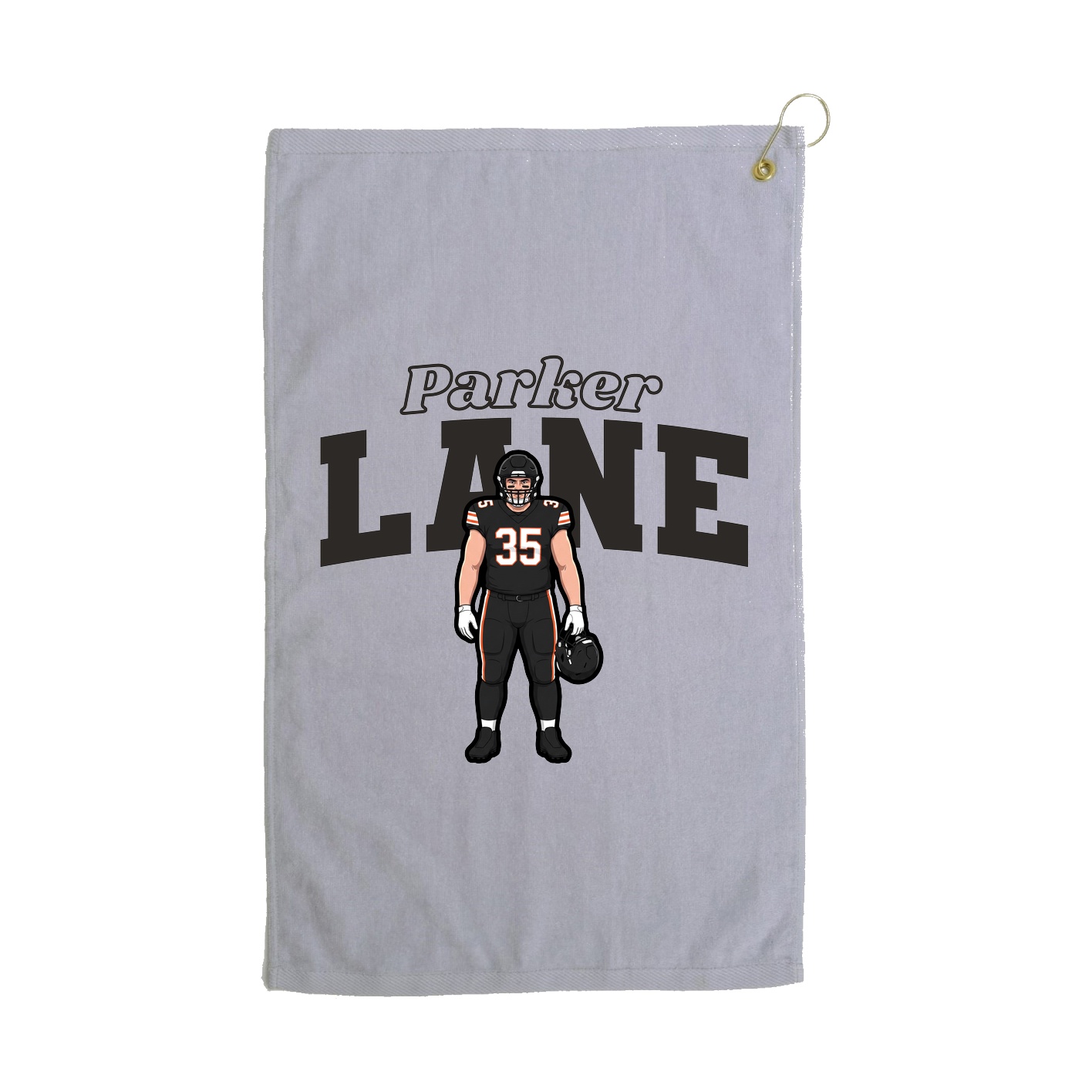 Golf Towel — Name Arch in Grey