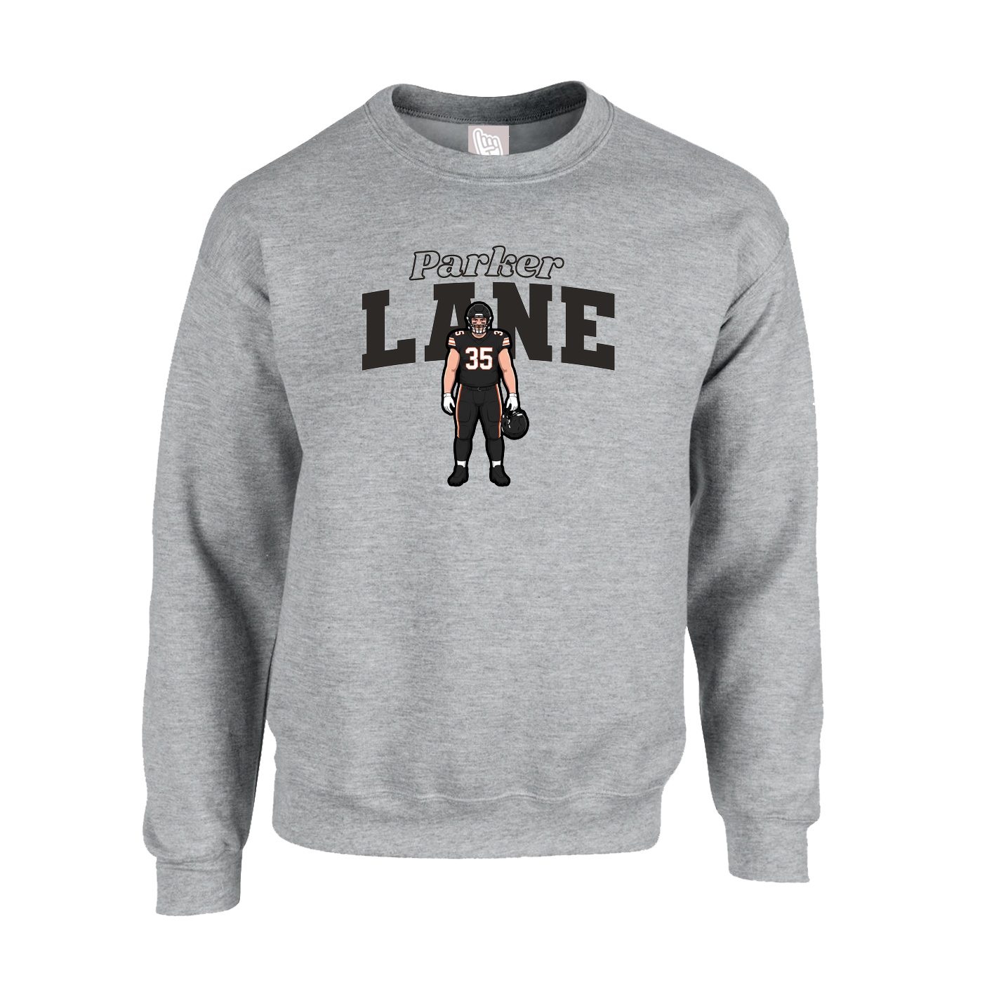 Fleece Crew — Name Arch in Grey