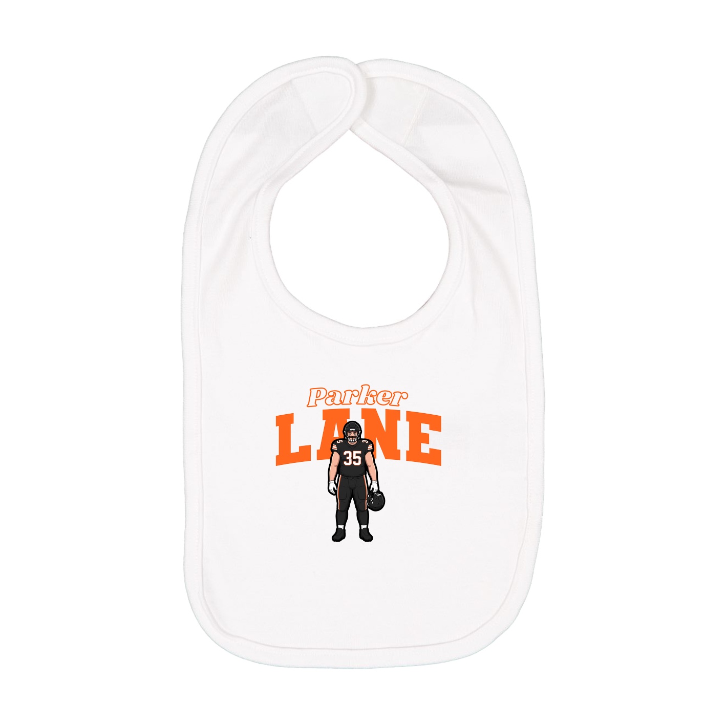 Infant Bib — Name Arch in White