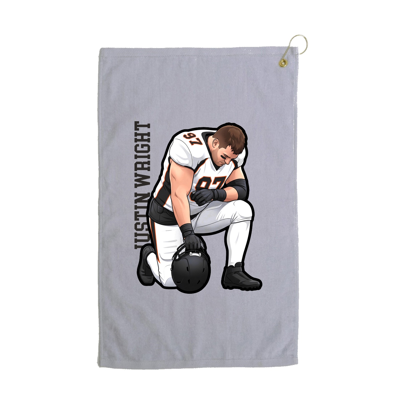 Golf Towel — Name Vertical in Grey