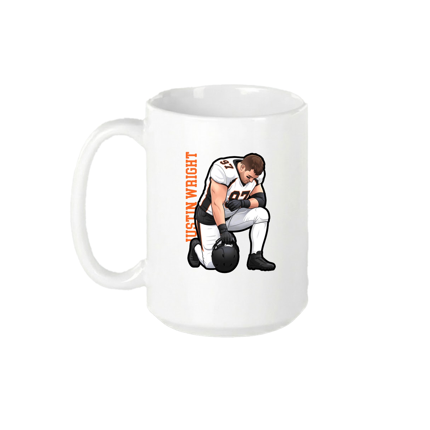15oz Coffee Mug — Name Vertical in White