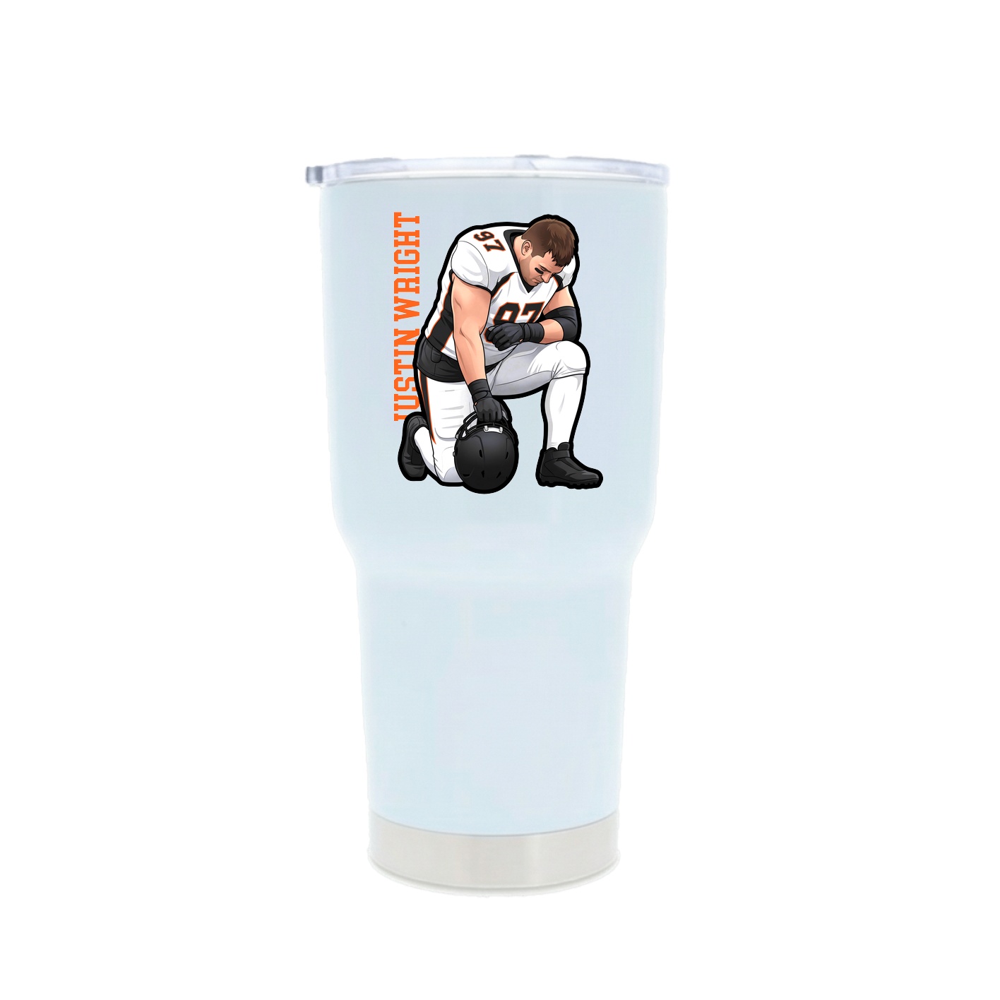 30oz Stainless Steel Tumbler — Name Vertical in White
