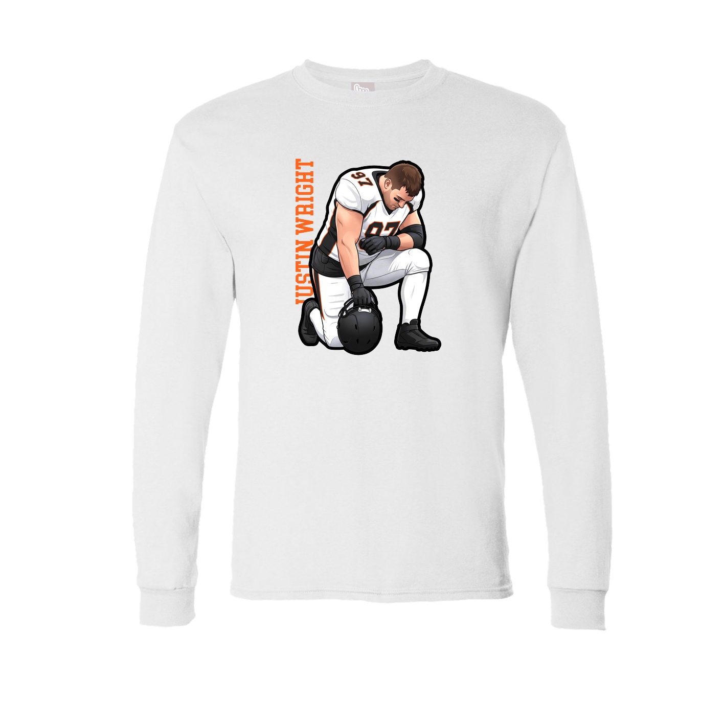 Long Sleeve Tee — Name Vertical in White
