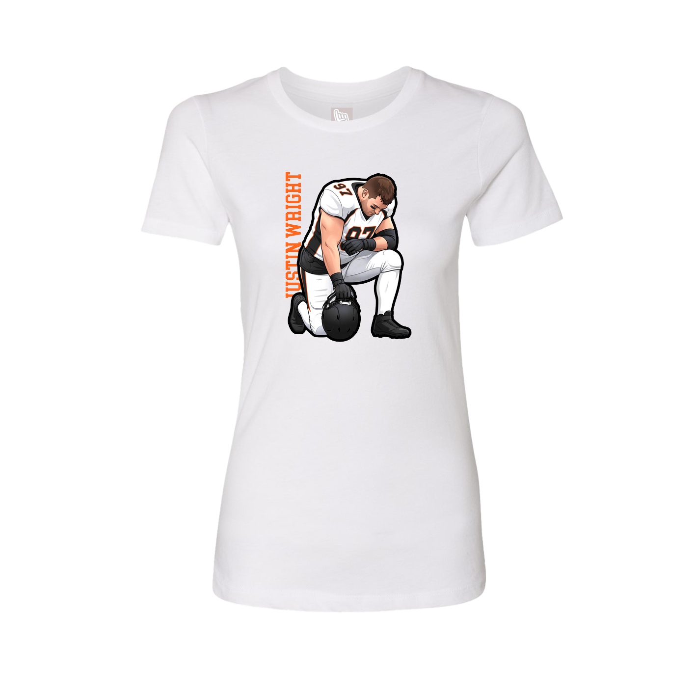 Fitted Women's Tee — Name Vertical in White