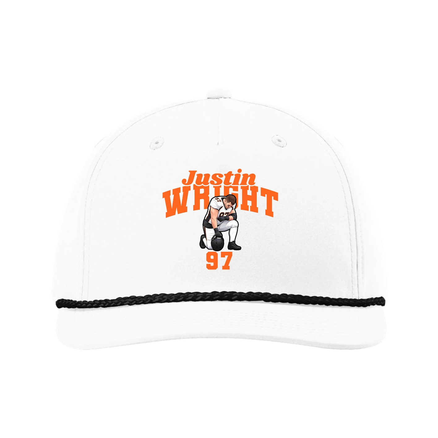Five-Panel Classic Rope Cap — Signature Arch in White