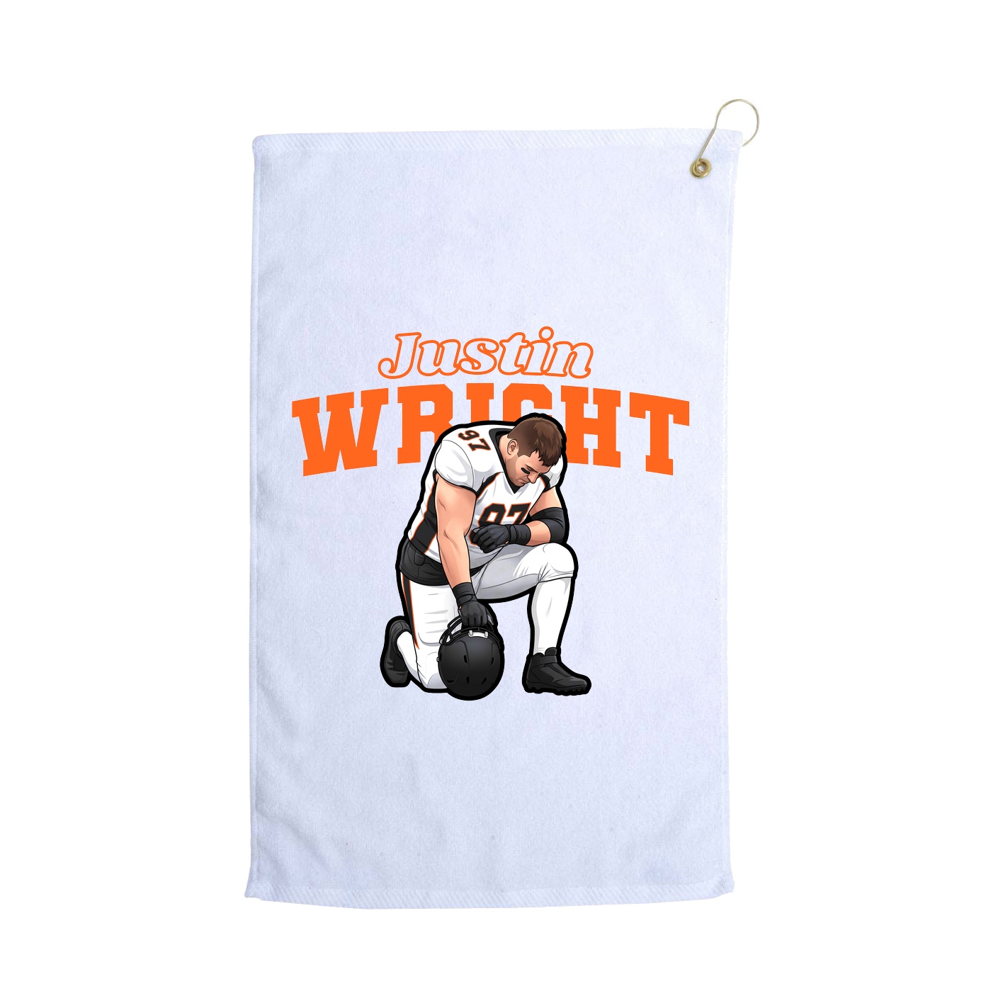 Golf Towel — Name Arch in White