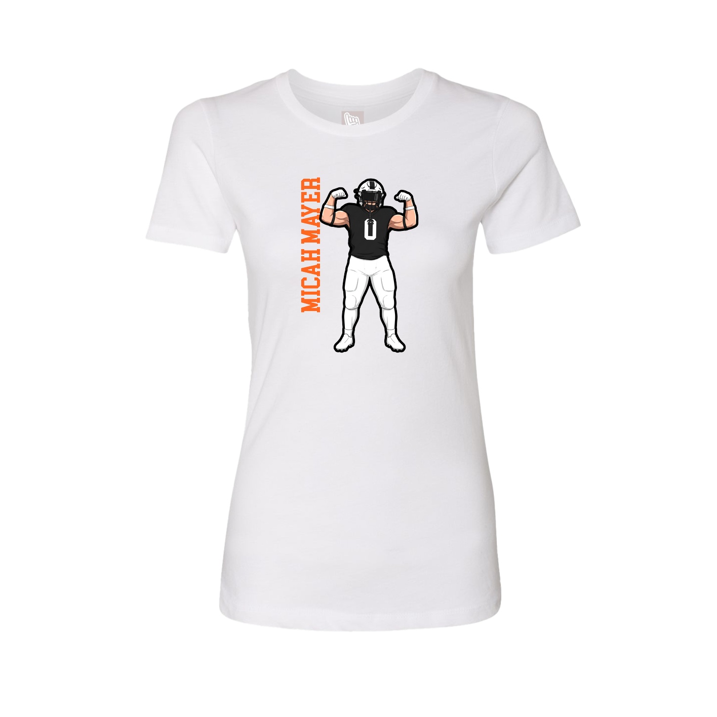 Fitted Women's Tee — Name Vertical in White