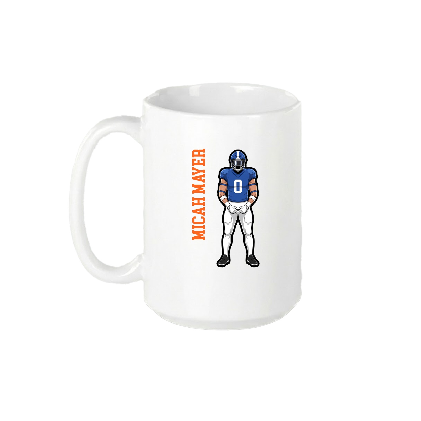 15oz Coffee Mug — Name Vertical in White