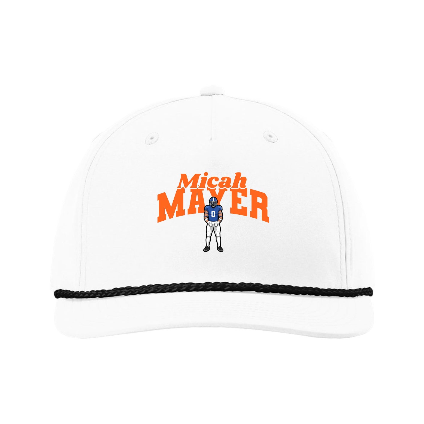 Five-Panel Classic Rope Cap — Signature Arch in White