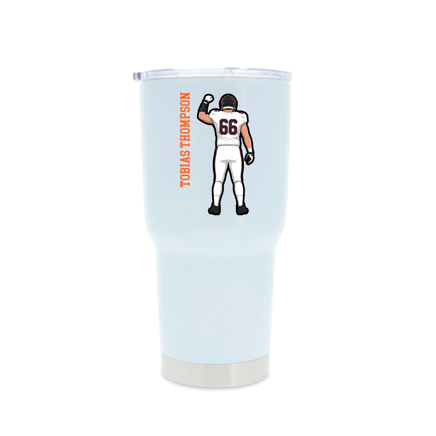 30oz Stainless Steel Tumbler — Name Vertical in White