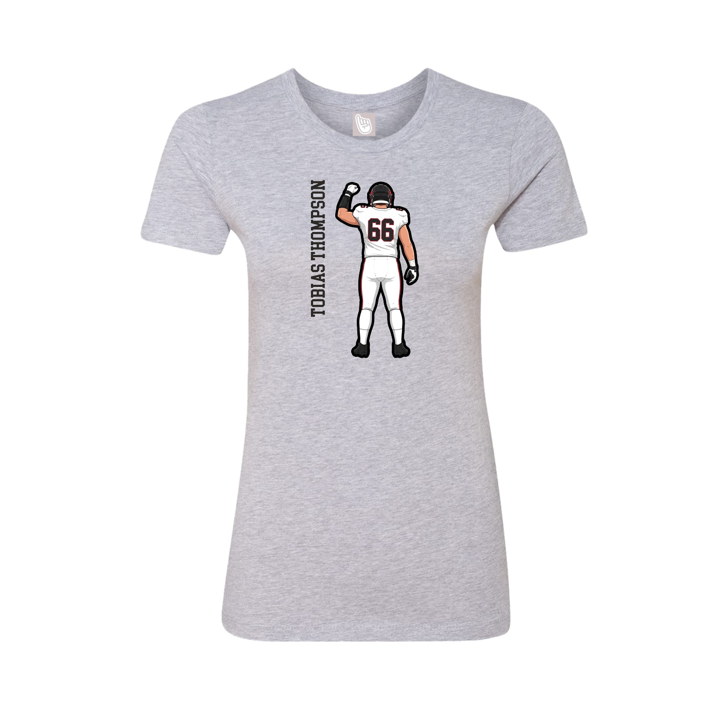 Fitted Women's Tee — Name Vertical in Grey