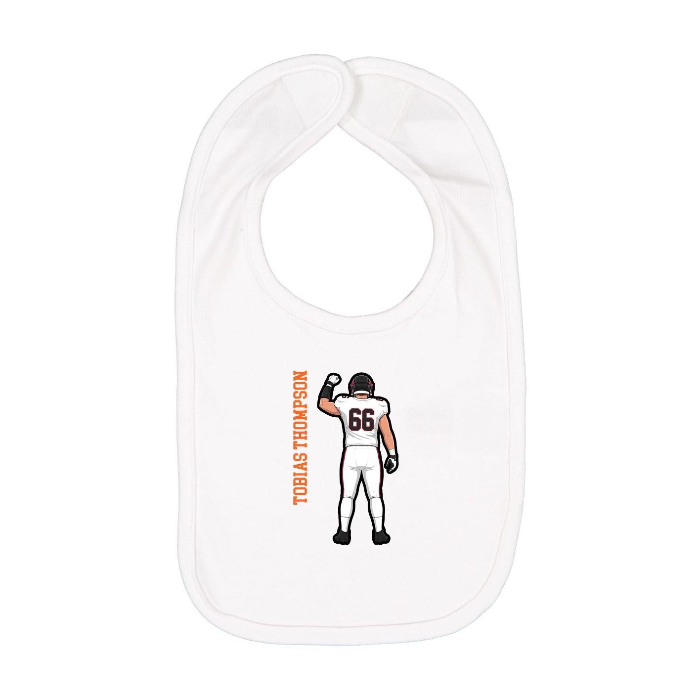 Infant Bib — Name Vertical in White