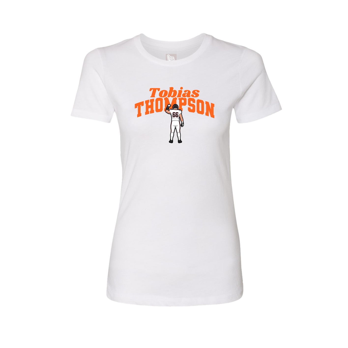 Fitted Women's Tee — Signature Arch in White
