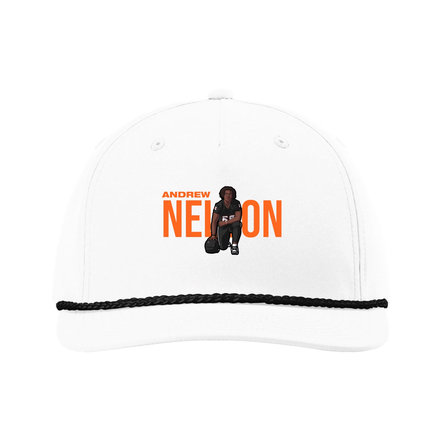 Five-Panel Classic Rope Cap — Player Name in White