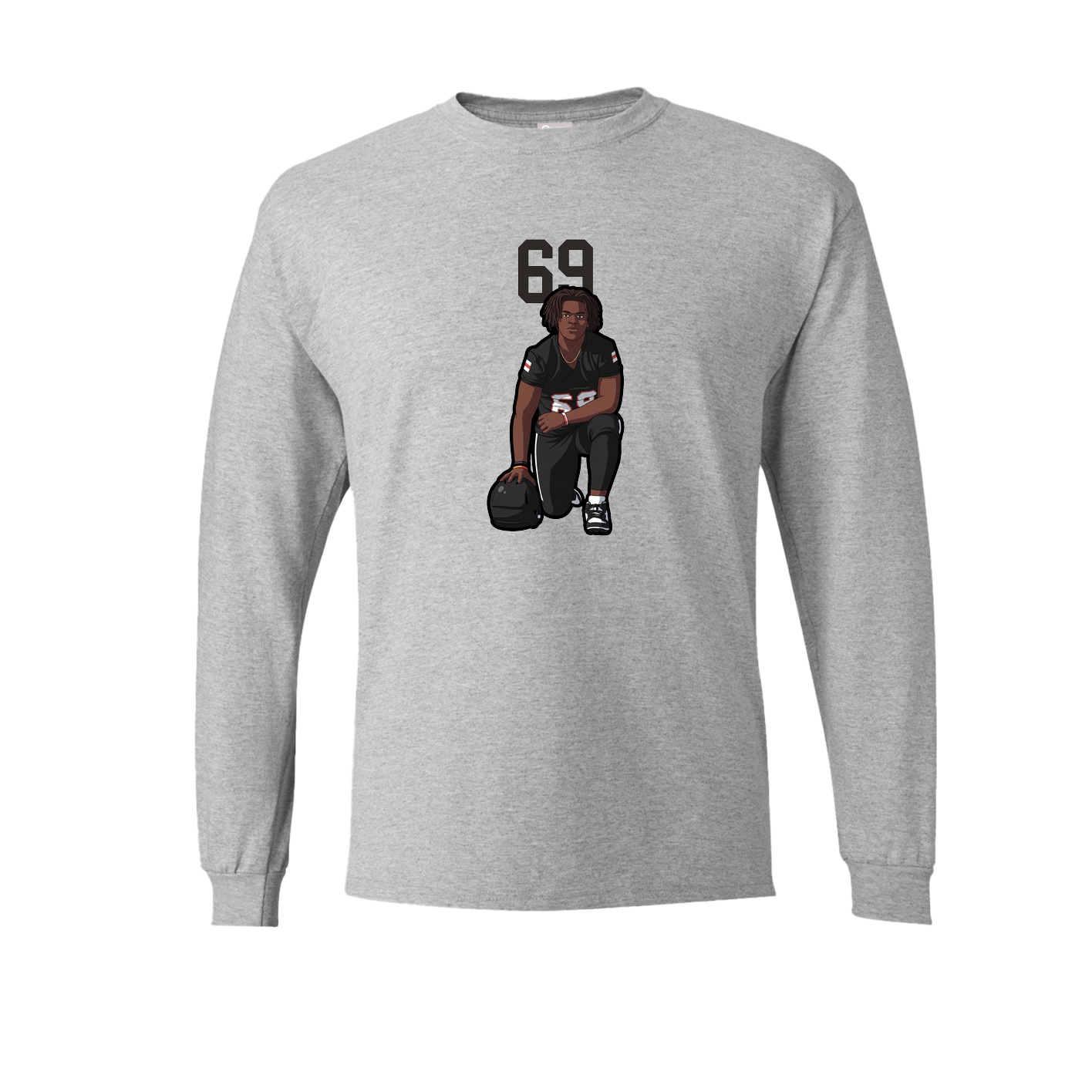 Long Sleeve Tee — Number Top in Grey