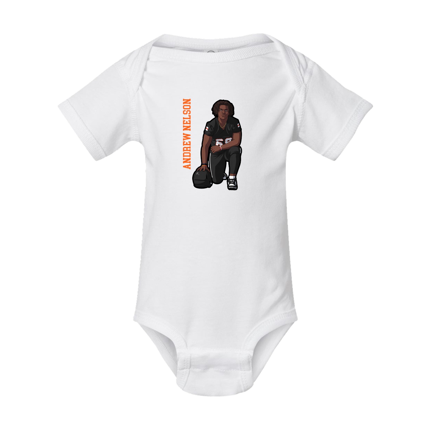 Baby Onesie — Name Vertical in White