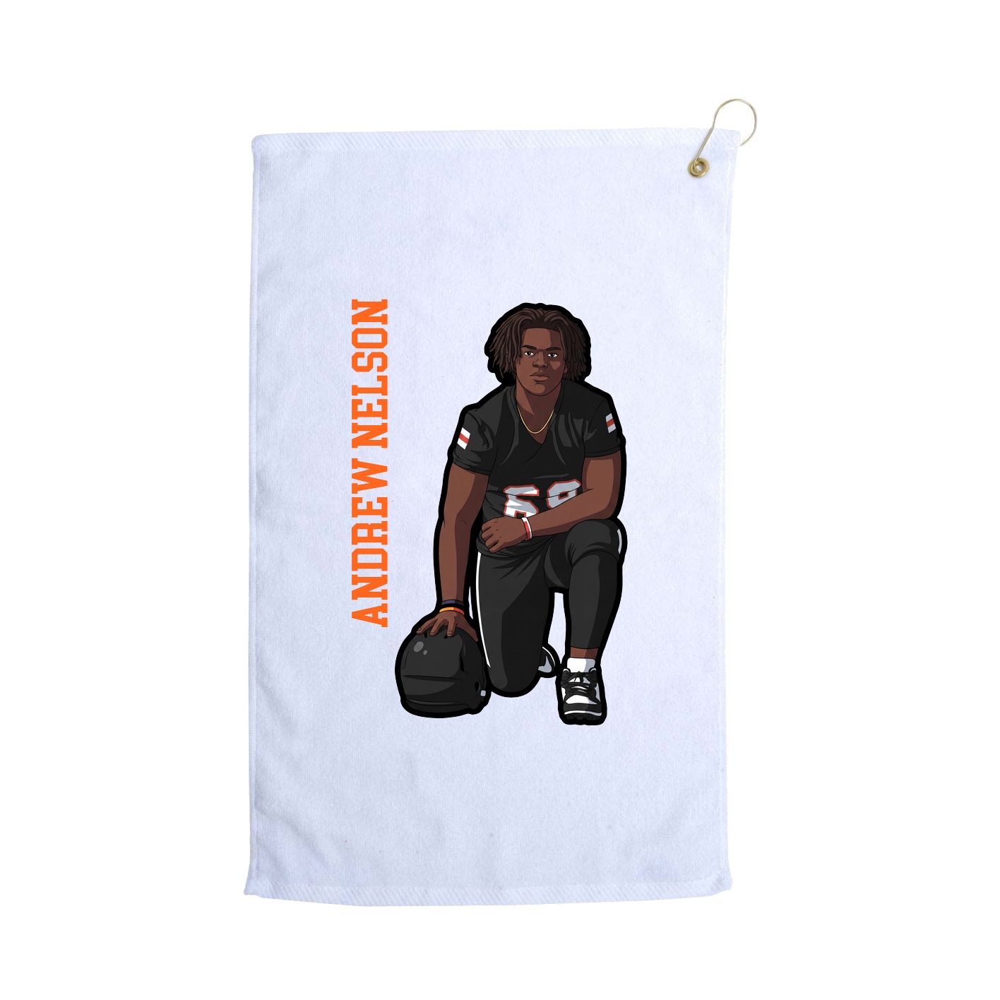 Golf Towel — Name Vertical in White