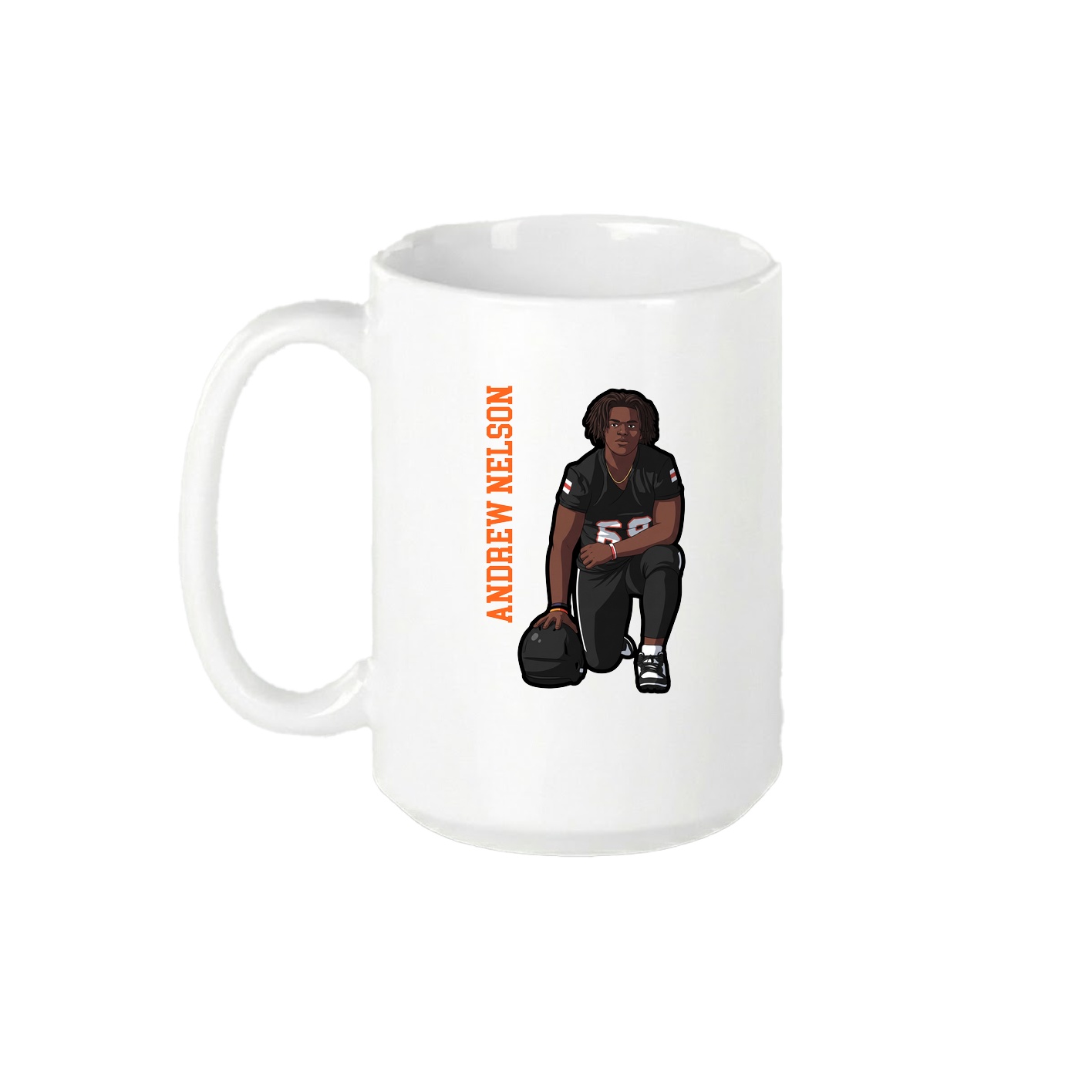 15oz Coffee Mug — Name Vertical in White