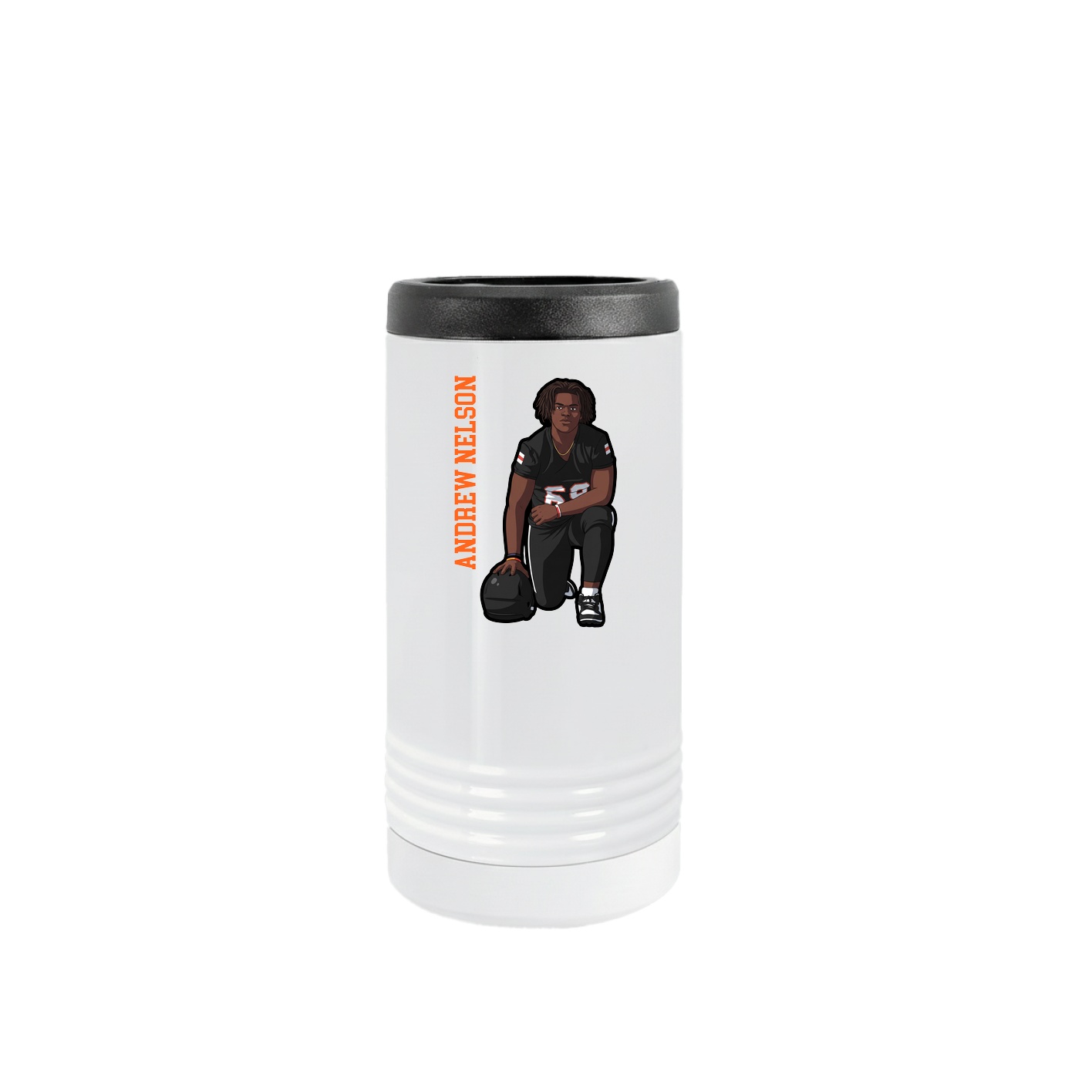 Slim Beverage Holder — Name Vertical in White