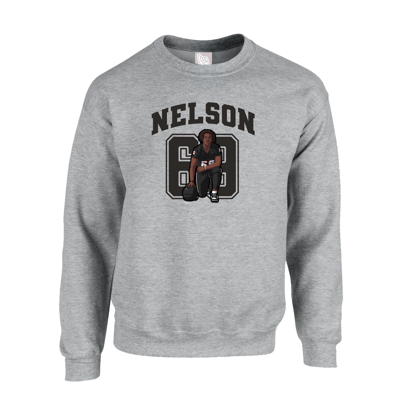 Fleece Crew — Number in Grey