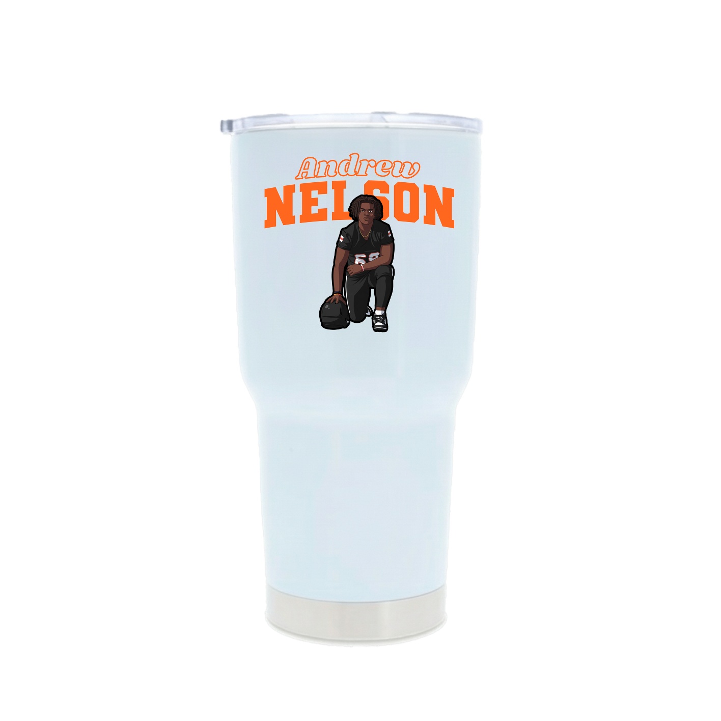 30oz Stainless Steel Tumbler — Name Arch in White