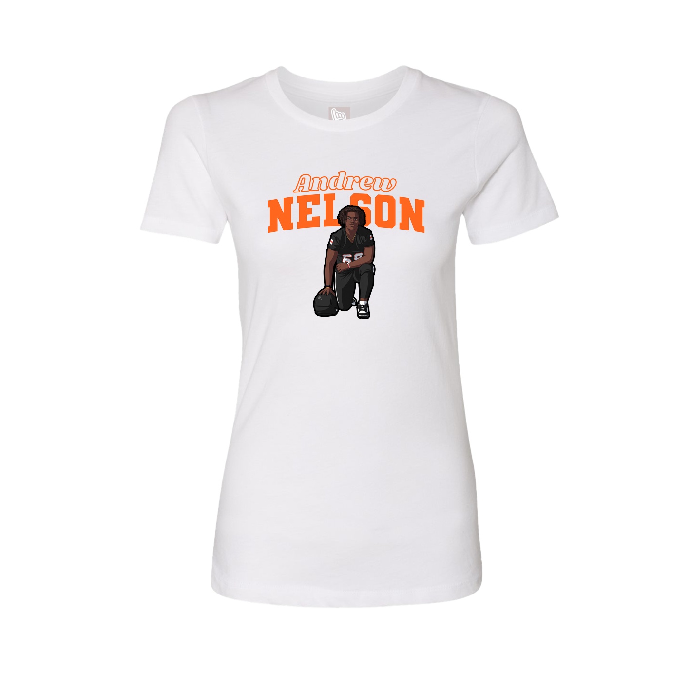 Fitted Women's Tee — Name Arch in White