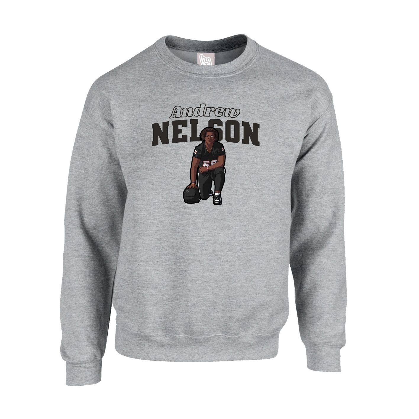 Fleece Crew — Name Arch in Grey