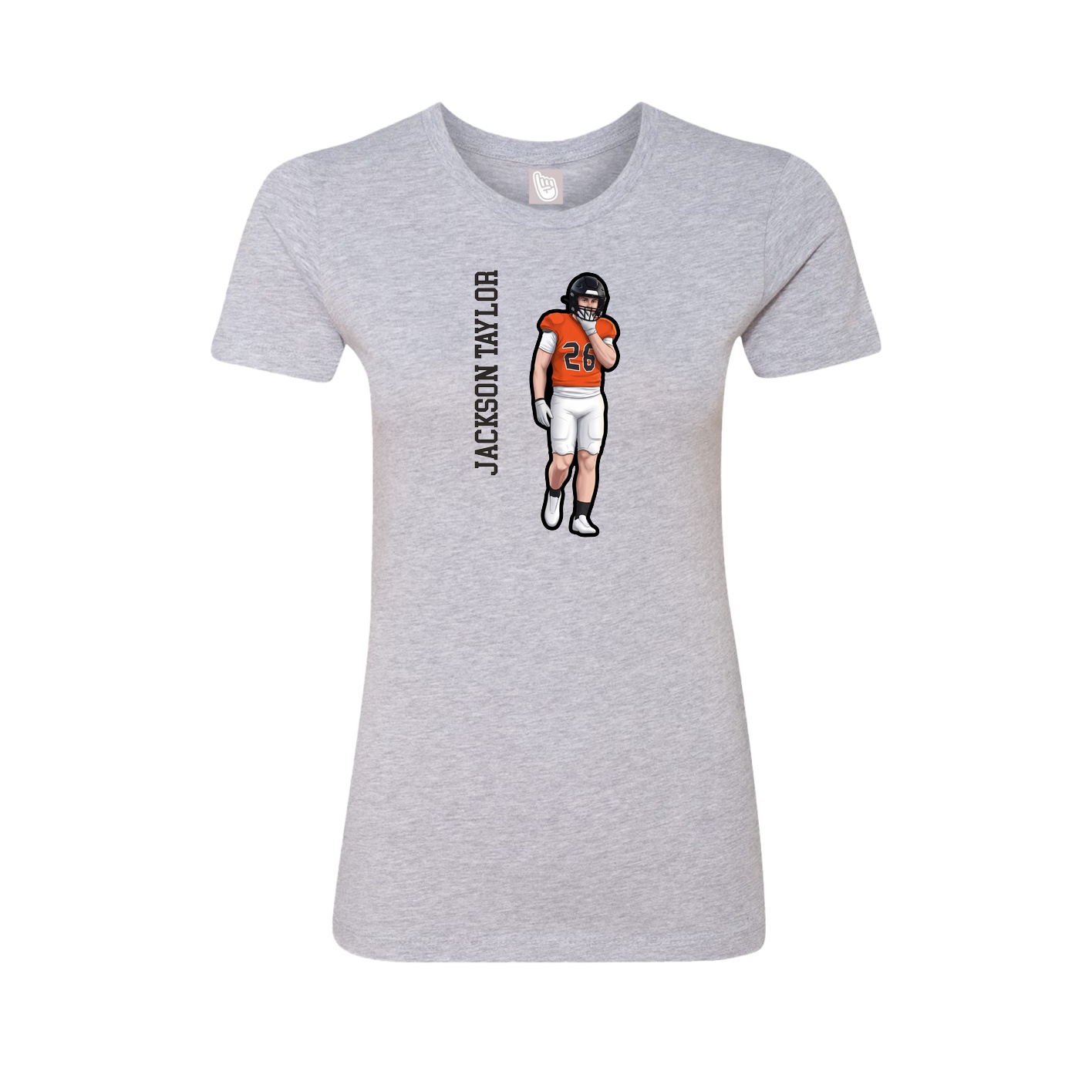 Fitted Women's Tee — Name Vertical in Grey