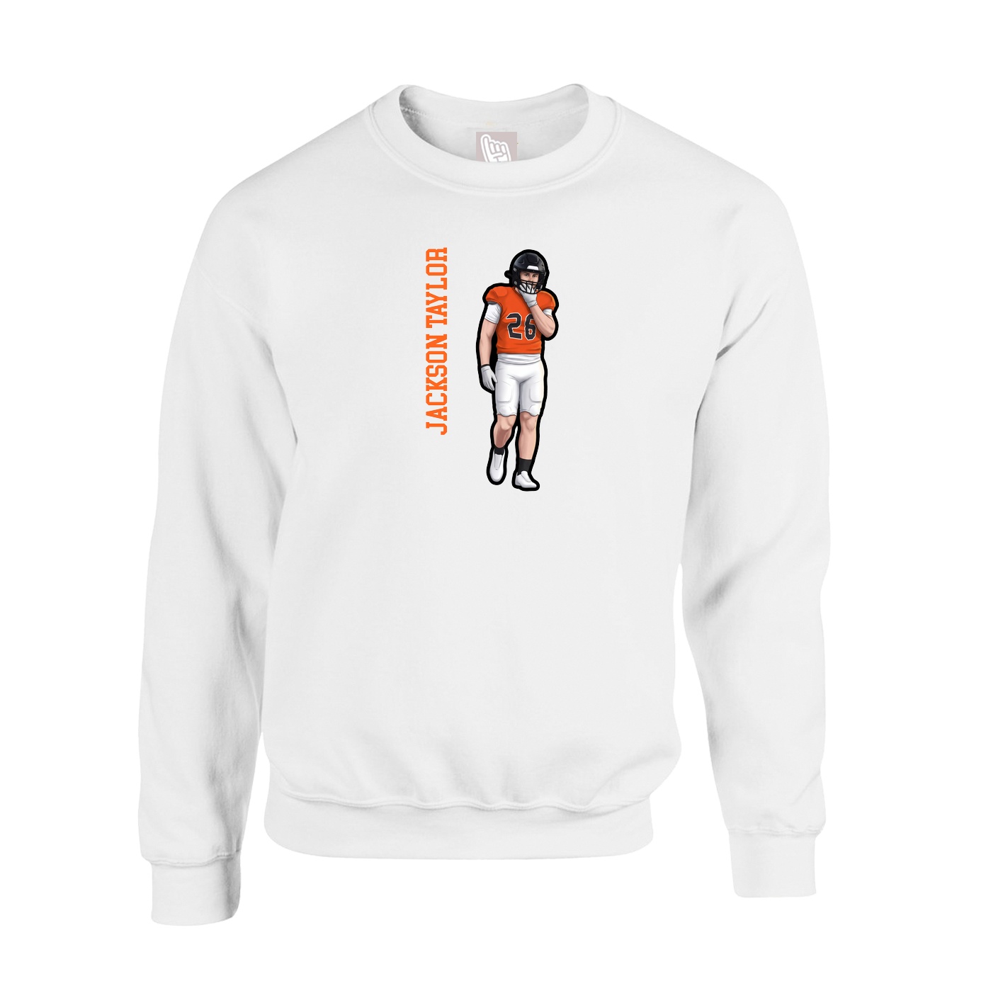 Fleece Crew — Name Vertical in White