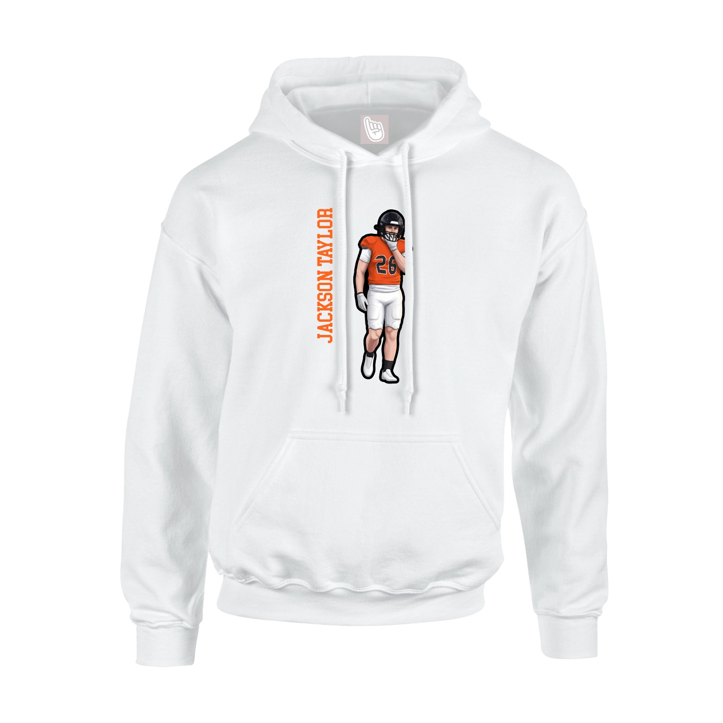 Youth Hoodie — Name Vertical in White