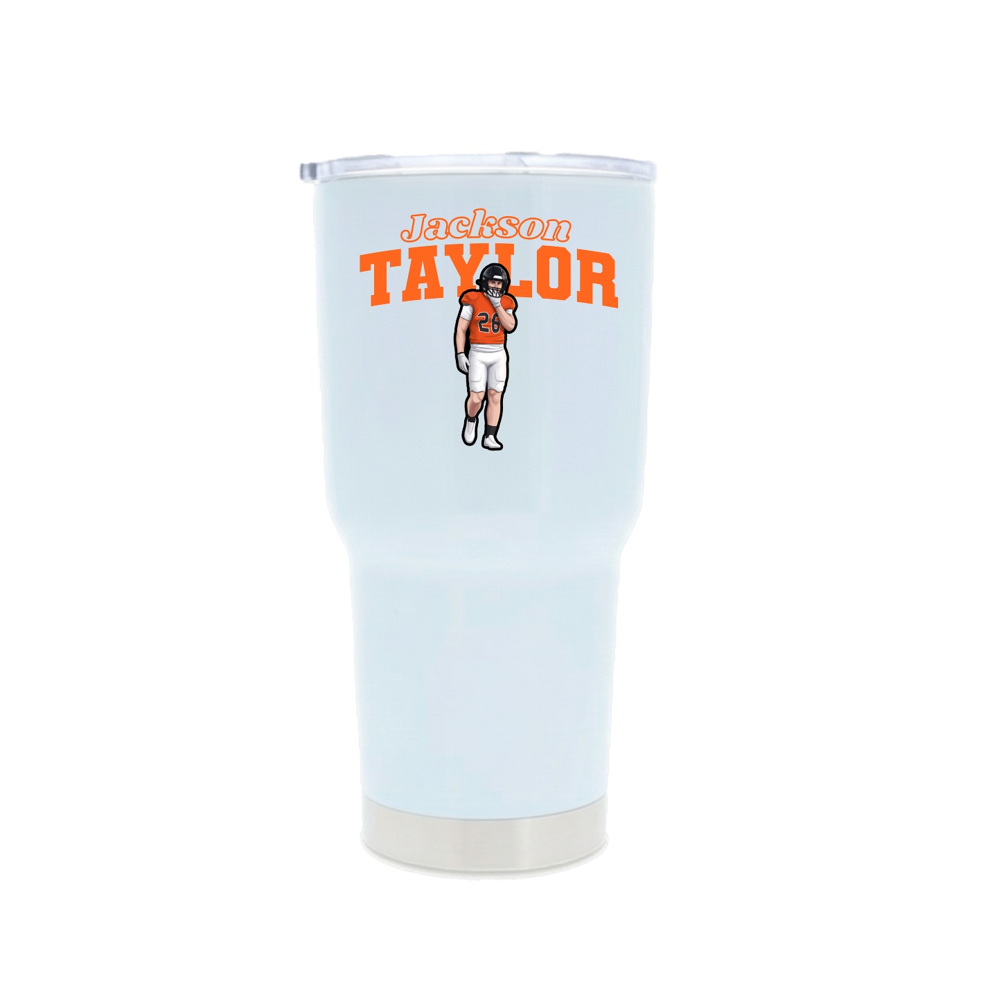 30oz Stainless Steel Tumbler — Name Arch in White