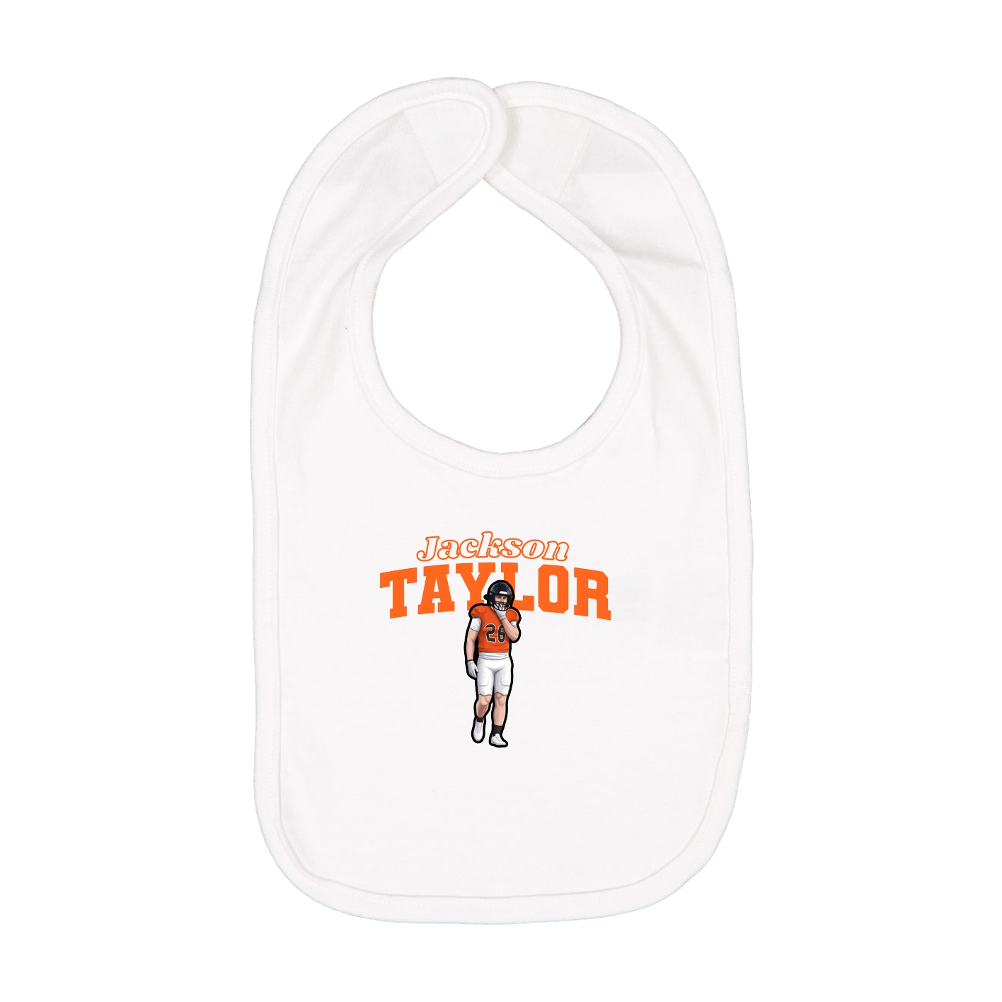 Infant Bib — Name Arch in White