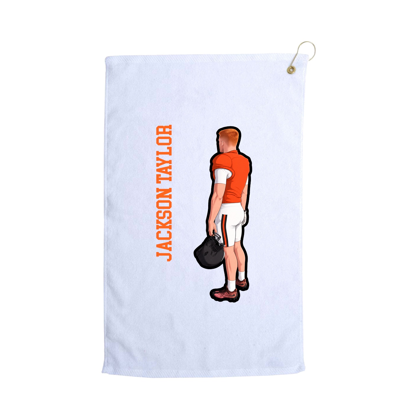 Golf Towel — Name Vertical in White