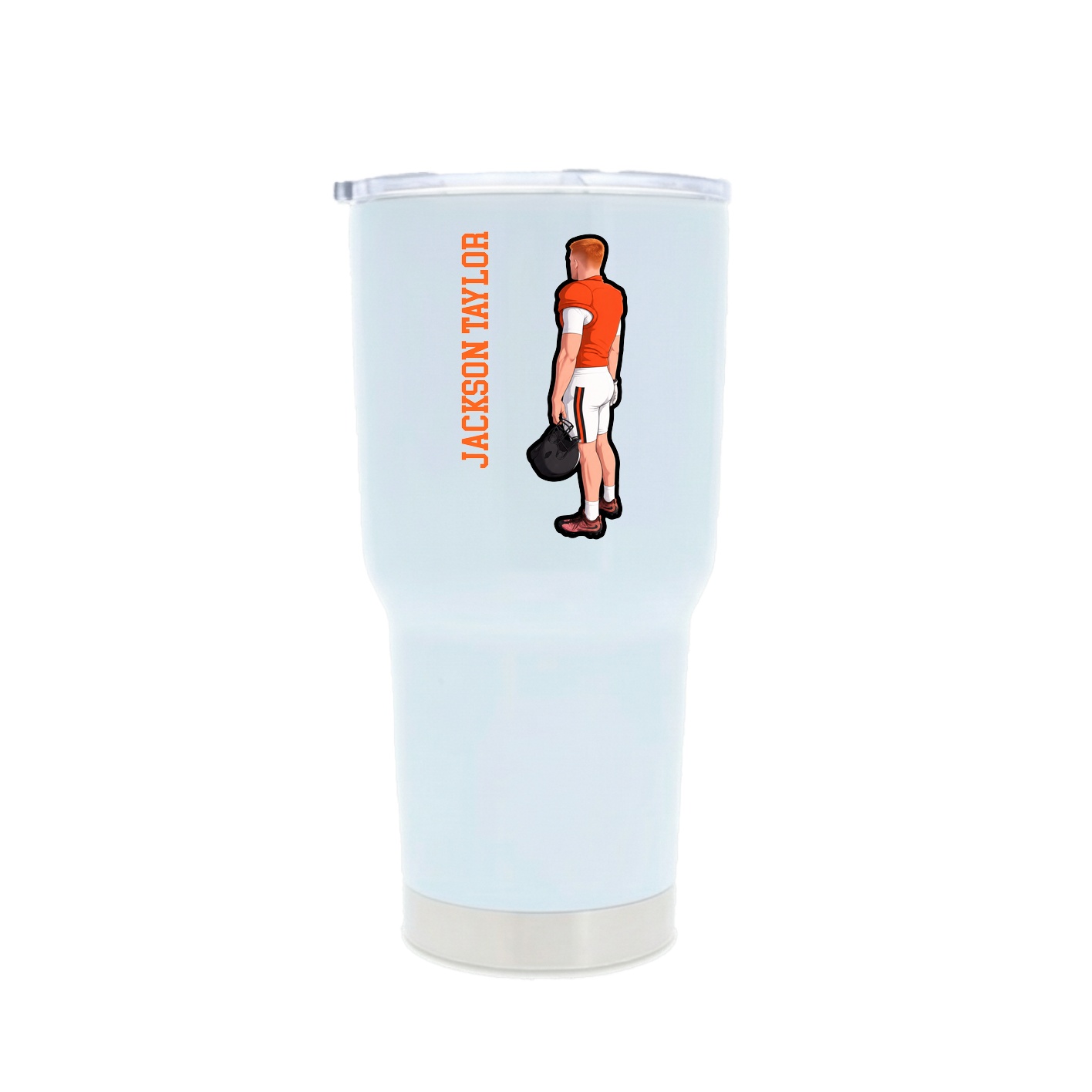 30oz Stainless Steel Tumbler — Name Vertical in White