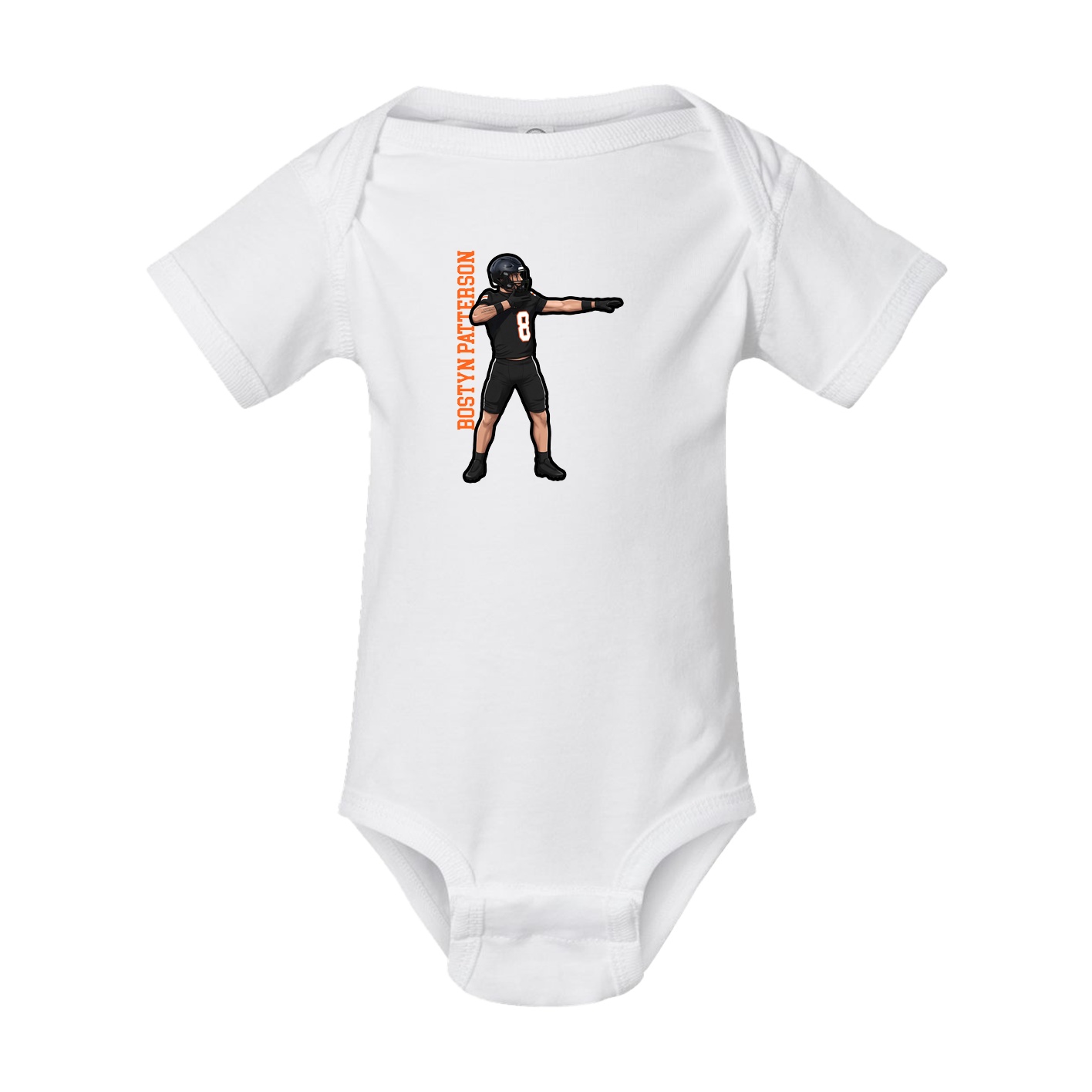 Baby Onesie — Name Vertical in White