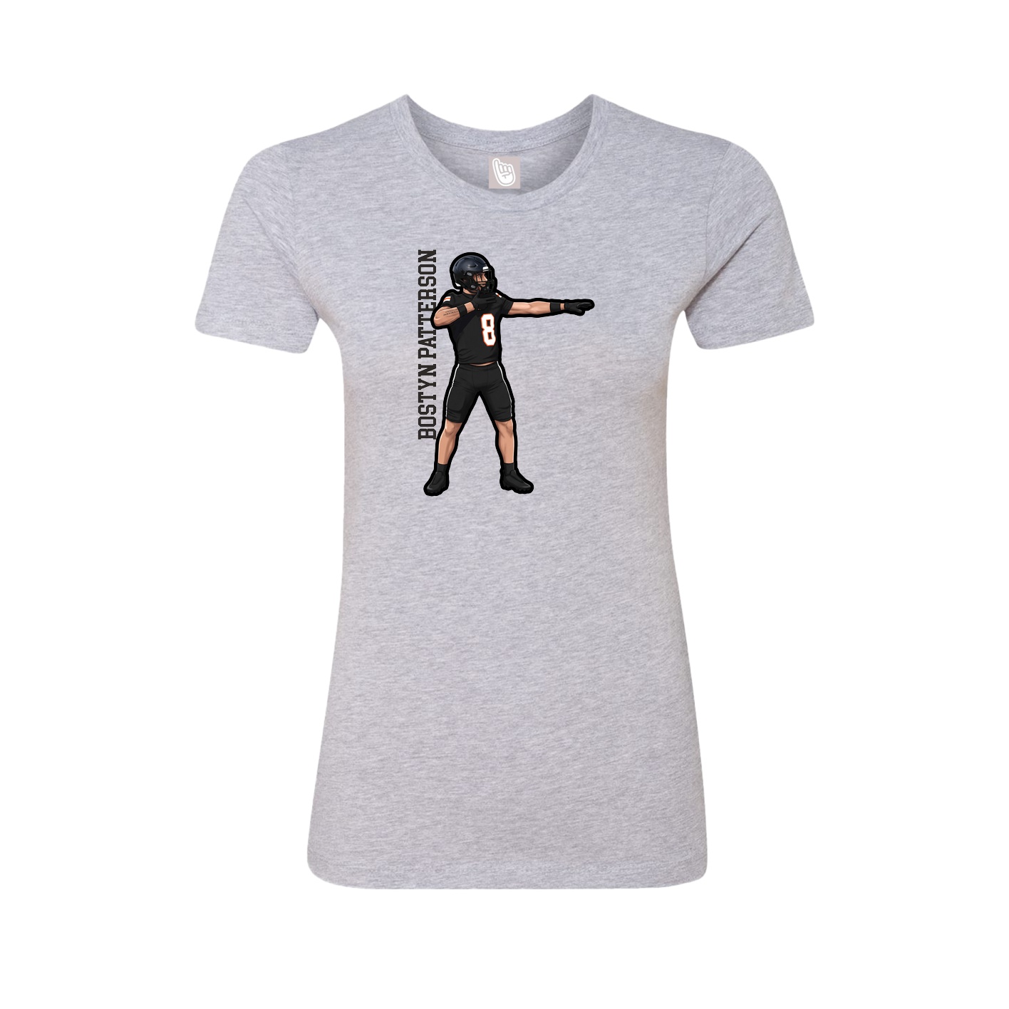 Fitted Women's Tee — Name Vertical in Grey