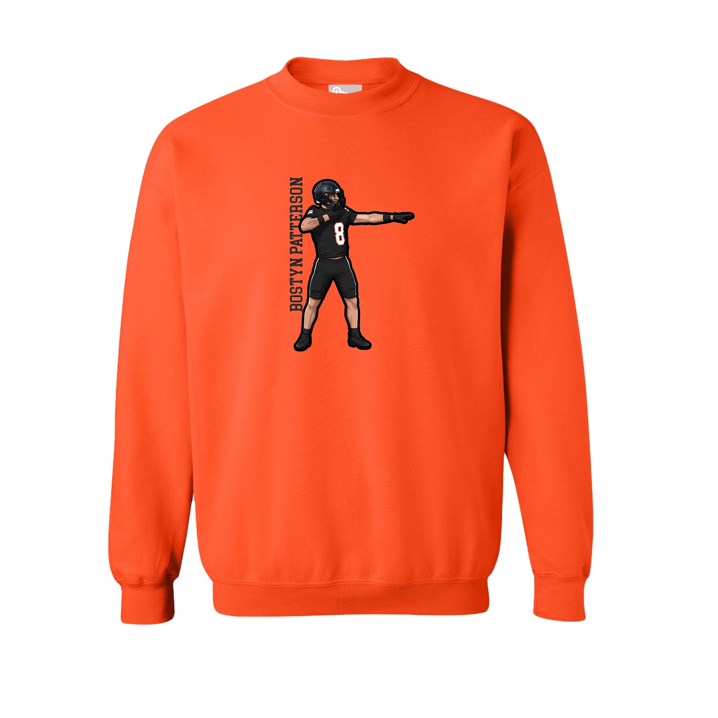 Fleece Crew — Name Vertical in Orange