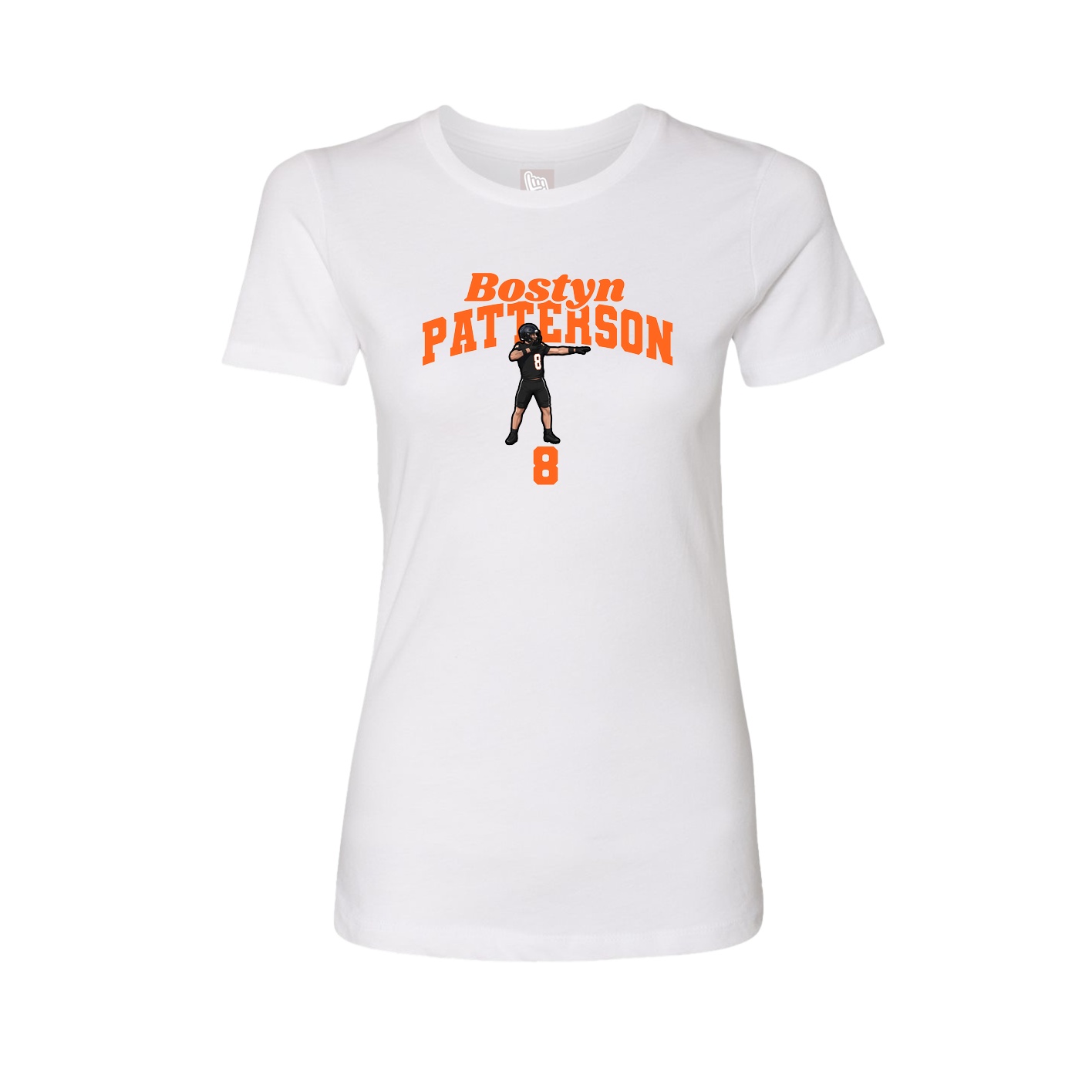 Fitted Women's Tee — Signature Arch in White