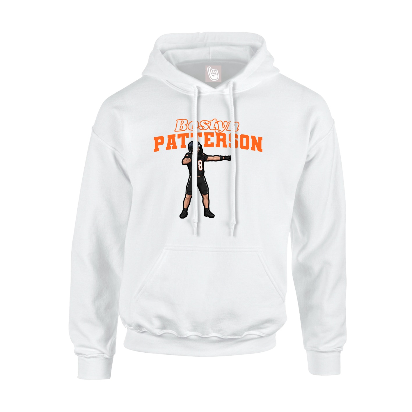 Youth Hoodie — Name Arch in White