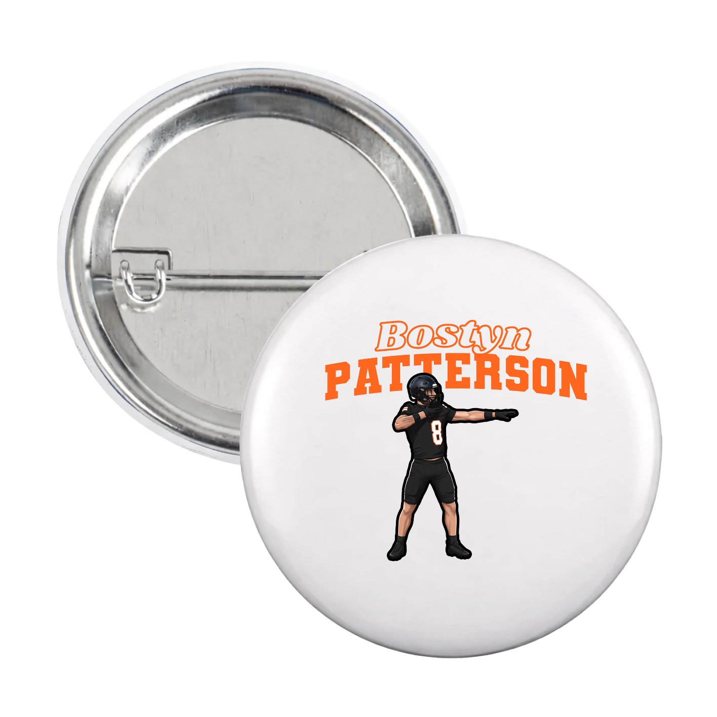 Game Day Button — Name Arch in White