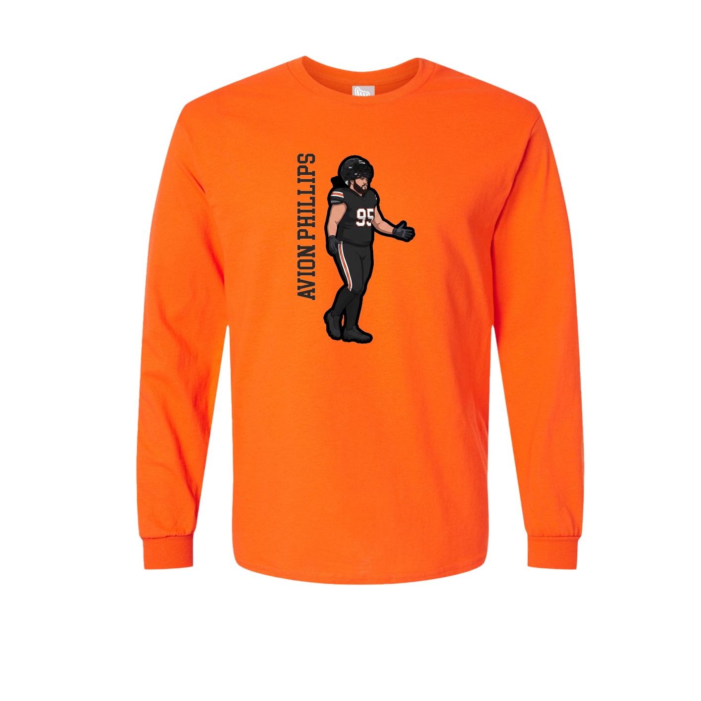 Long Sleeve Tee — Name Vertical in Orange