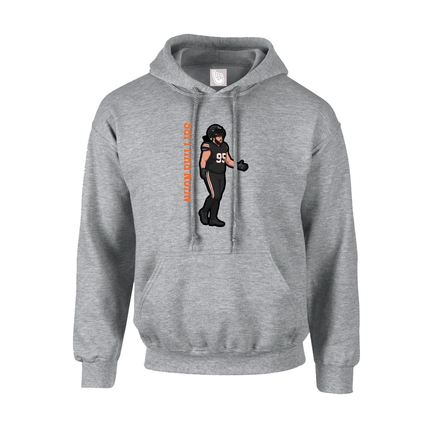 Hoodie — Name Vertical in Grey