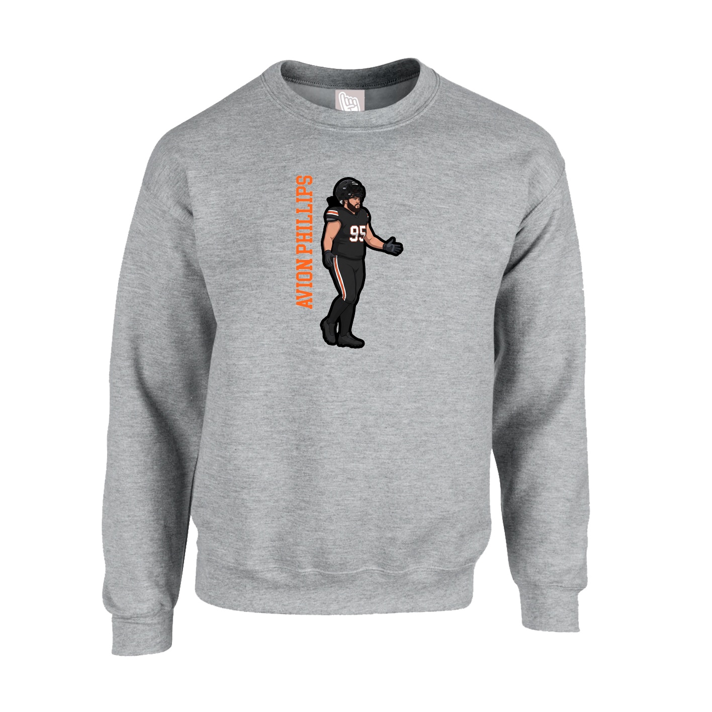 Fleece Crew — Name Vertical in Grey