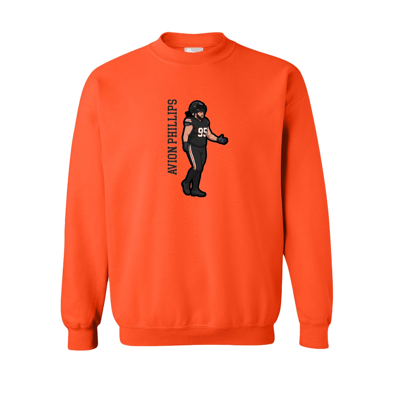 Fleece Crew — Name Vertical in Orange