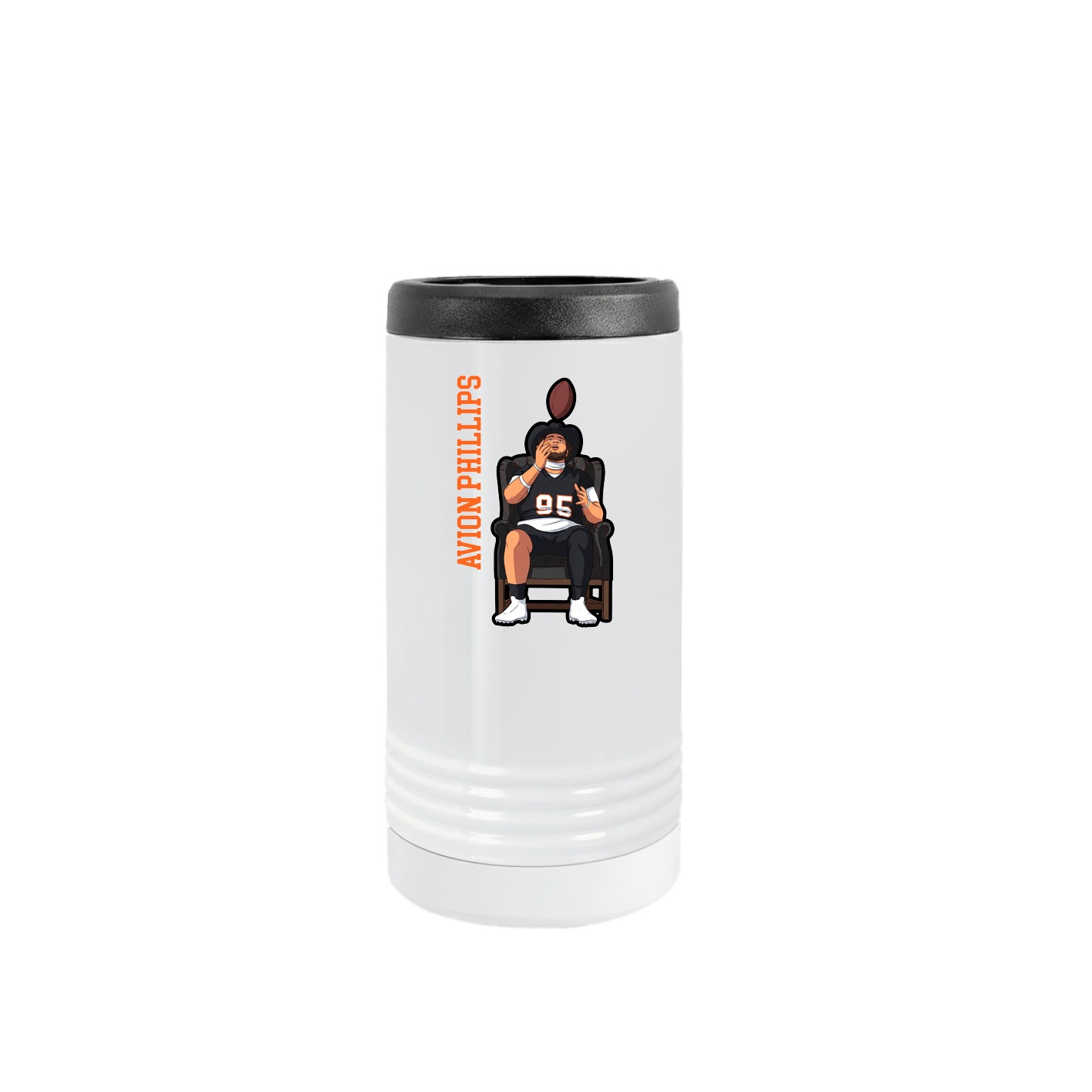 Slim Beverage Holder — Name Vertical in White