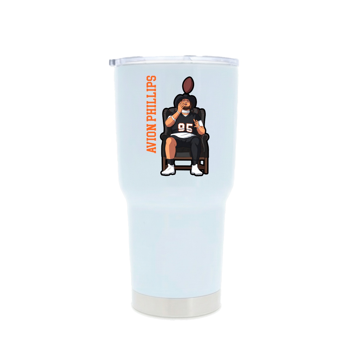 30oz Stainless Steel Tumbler — Name Vertical in White